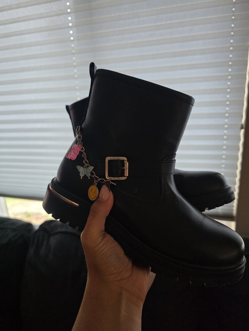 Steve Madden Black Ankle Boots with Charm Chain